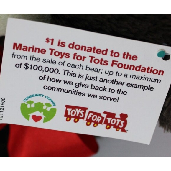 Animal Adventure Sitting Teddy Bear Dark Brown Plush Red Satin Bow 2012 13" - Picture 2 of 6